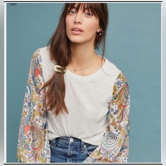 Anthropologie Tops - NWT Anthropologie Maybelle Balloon Tied-Sleeve Top Medium - White